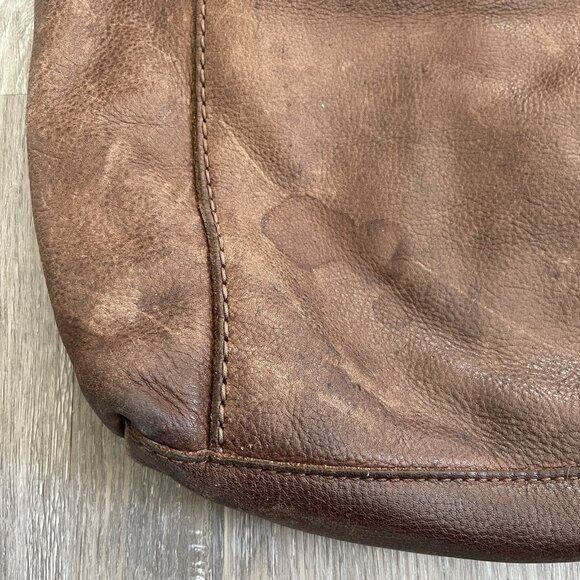 Lucky Brand Leather Distressed Tote Hobo Shoulder Bag Y2K Boho - Picture 10 of 16